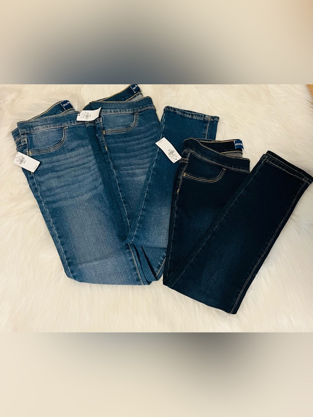 Girls 3-Pair Lot Old Navy Skinny Denim Jeggings Size 8 Dark & Medium Wash NWT